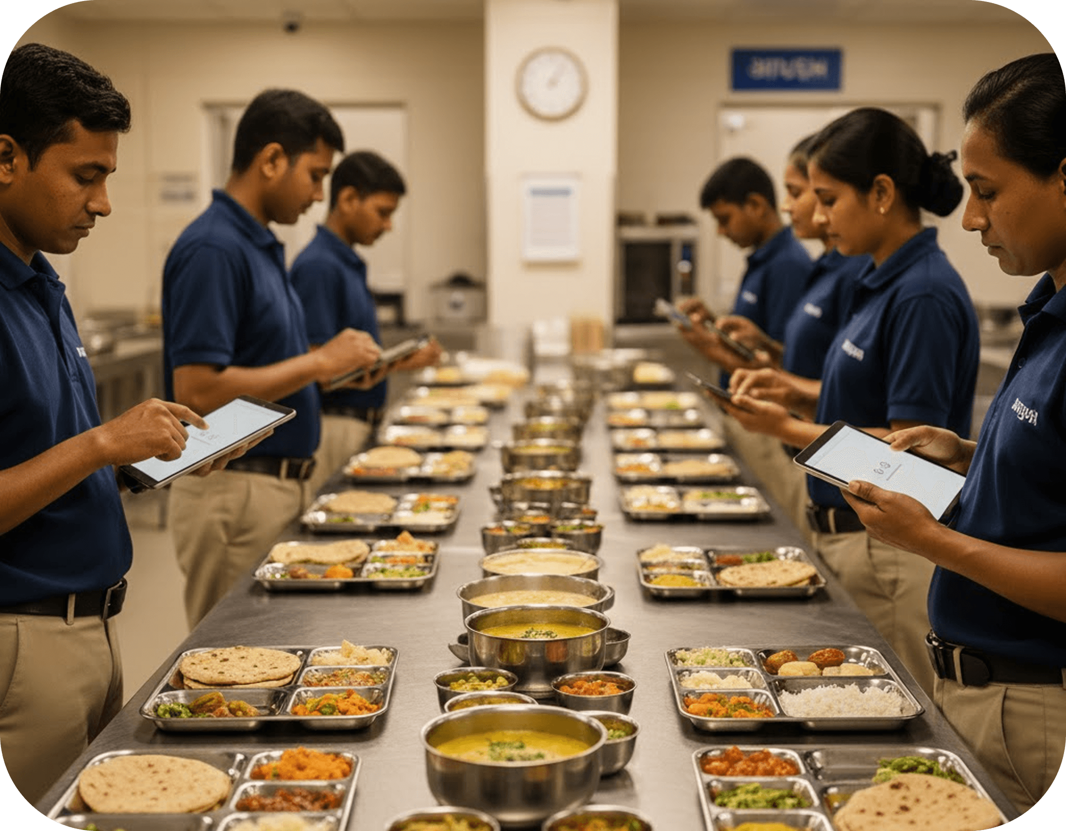 Canteen staff preparing meals